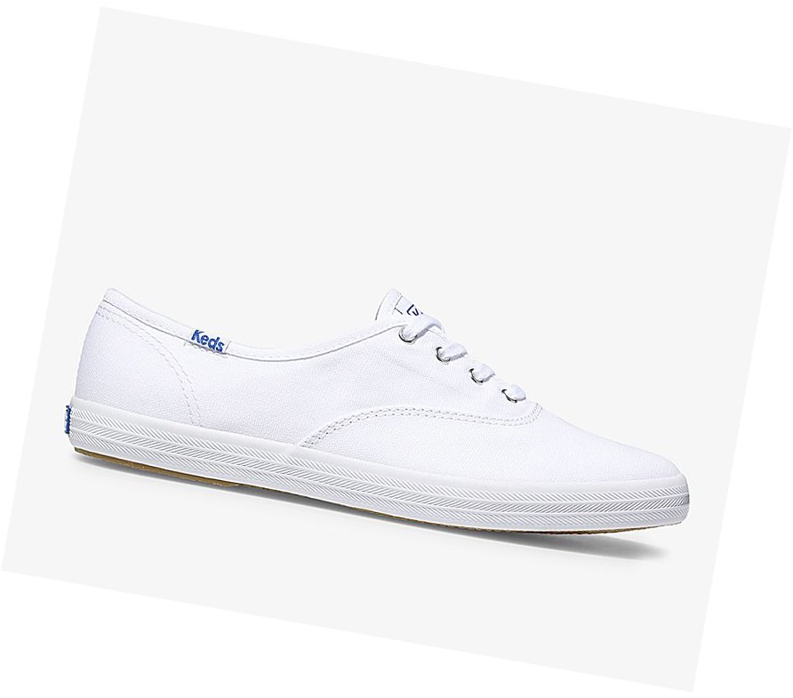 Zapatos con Cordones Keds Champion Lona Originales Mujer Blancas | TRD-068271