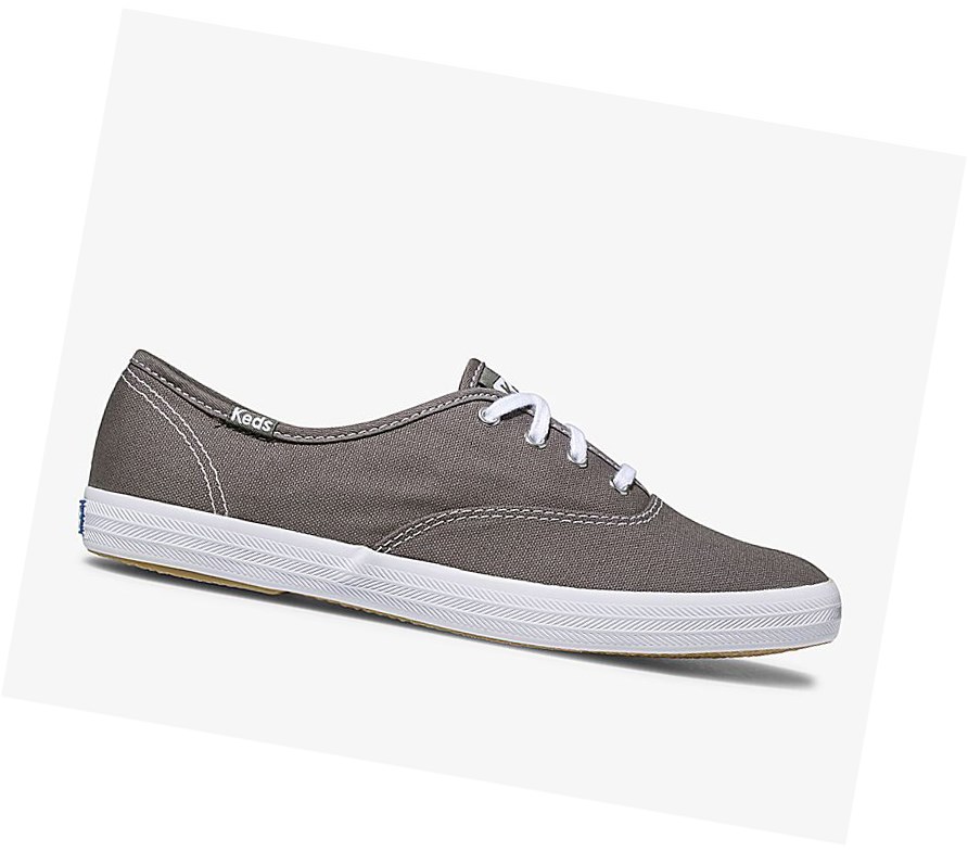 Zapatos con Cordones Keds Champion Lona Originales Mujer Gris Oscuro | ZHK-513279