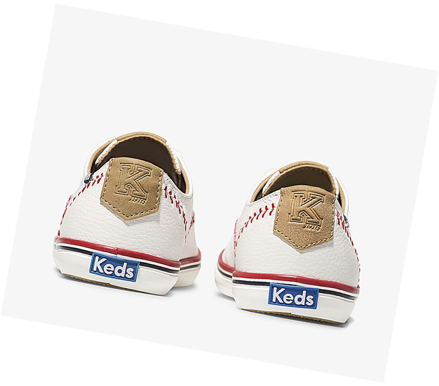 Zapatos con Cordones Keds Champion Pennant Cuero Mujer Blancas | QRD-397058