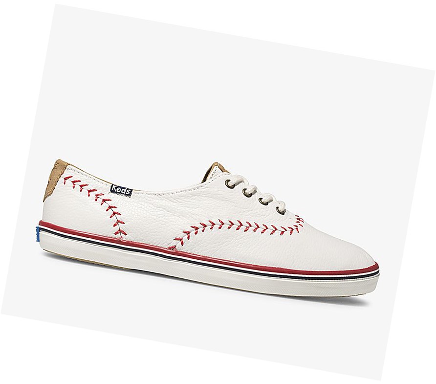 Zapatos con Cordones Keds Champion Pennant Cuero Mujer Blancas | QRD-397058