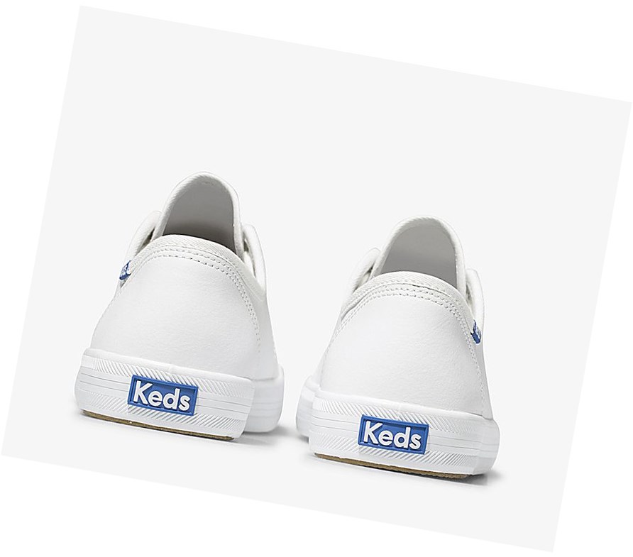 Zapatos con Cordones Keds Kickstart Cuero Mujer Blancas Azules | PEG-940756