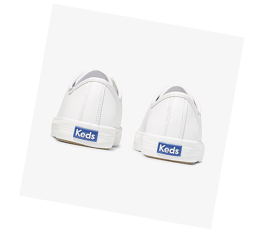 Zapatos con Cordones Keds Kickstart Cuero Mujer Blancas Doradas | TLQ-851037