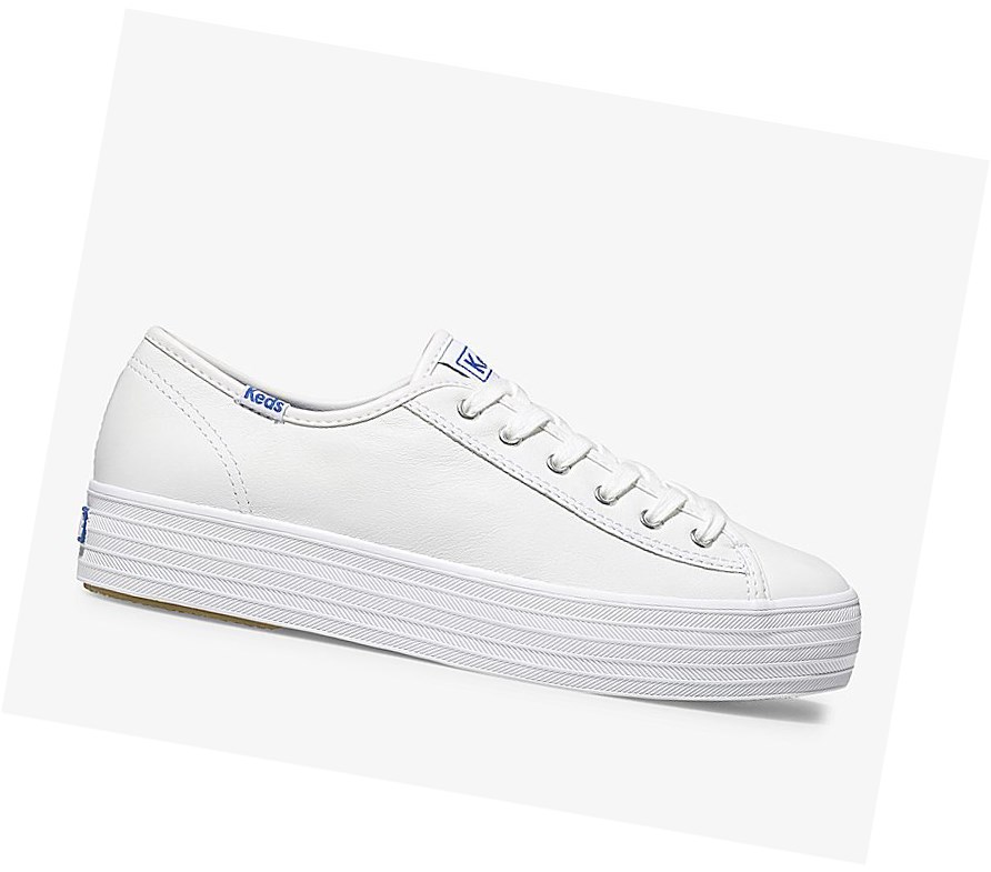 Zapatos con Cordones Keds Triple Kick Cuero Mujer Blancas | YEJ-913706