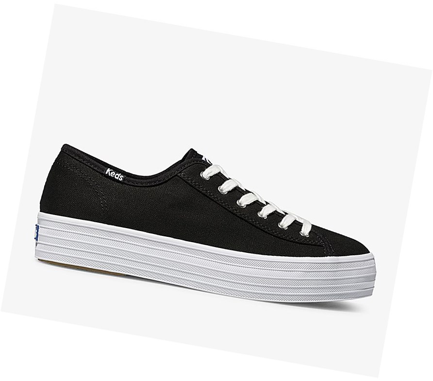 Zapatos con Cordones Keds Triple Kick Mujer Negras | OJM-526387