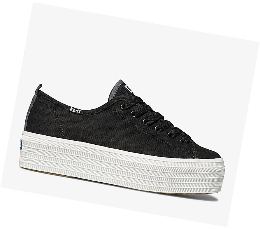 Zapatos con Cordones Keds Triple Up Lona Mujer Negras | ART-678539