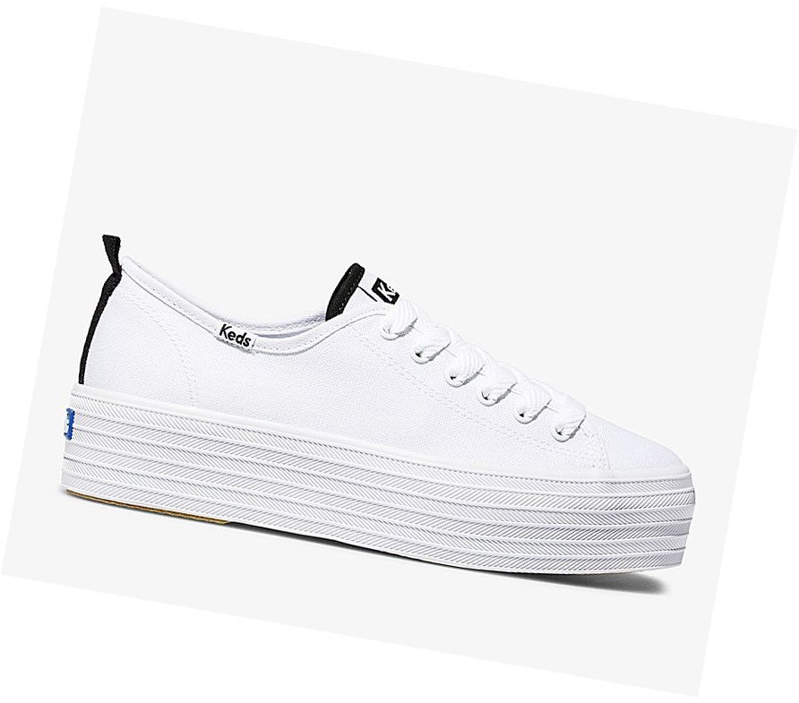 Zapatos con Cordones Keds Triple Up Seasonal Mujer Blancas | UNJ-345978